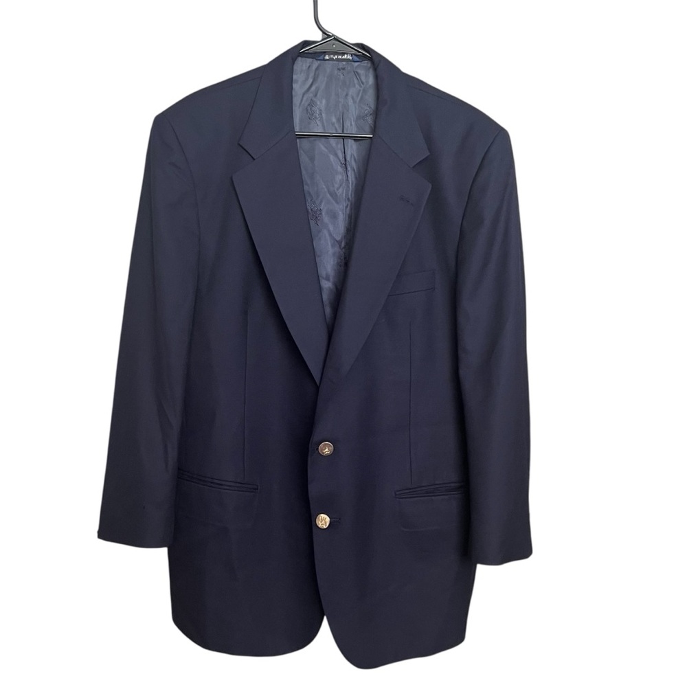 VTG Burberry Men’s Navy Wool Blazer/Jacket Classic Grandpa Preppy Old Money - Picture 2 of 15